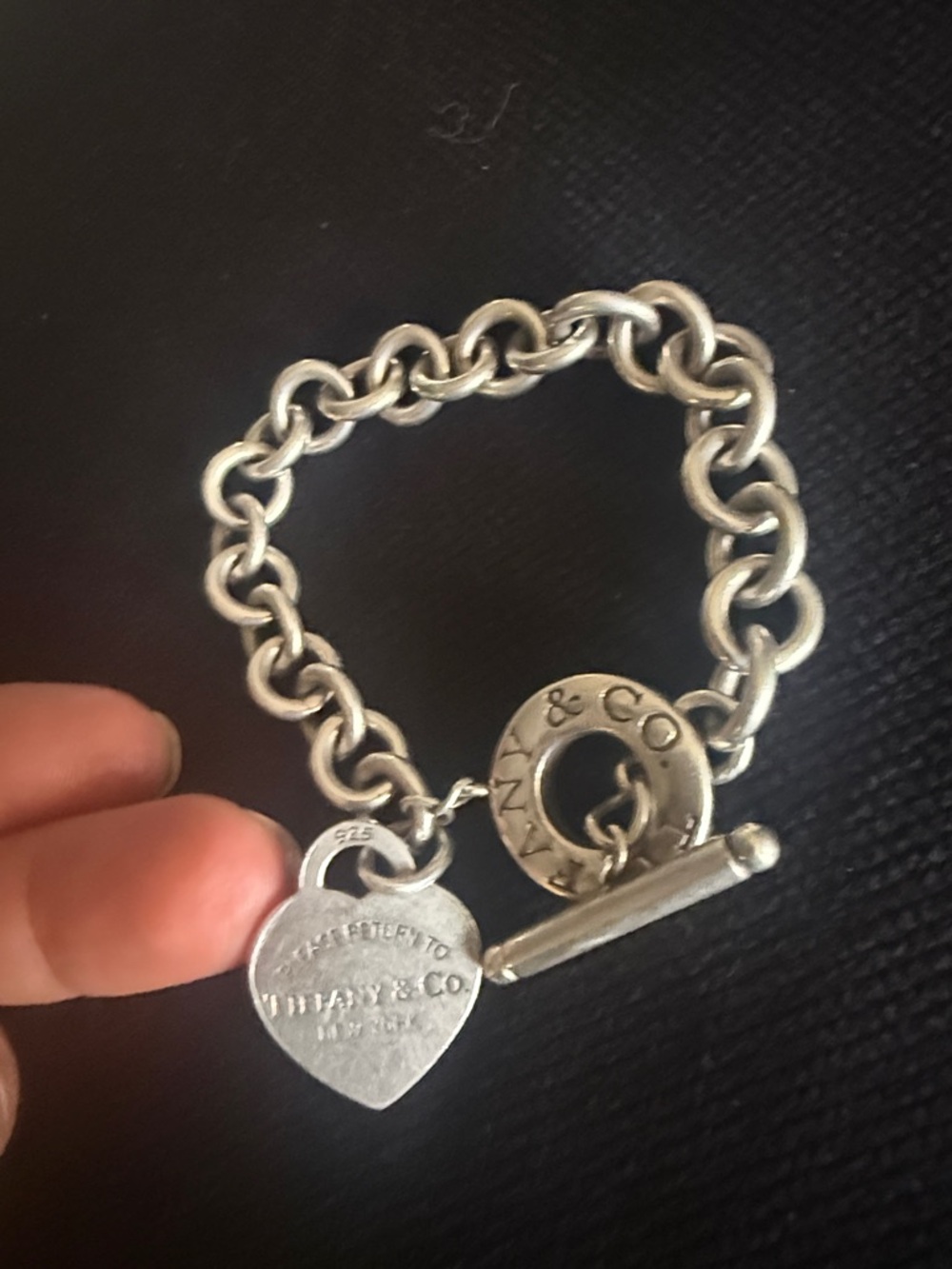 Tiffany & Co. Sterling Silver Heart Tag Toggle Bracelet - Silver